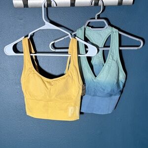 2x Victoria's Secret Yellow and Blue Sports Bras